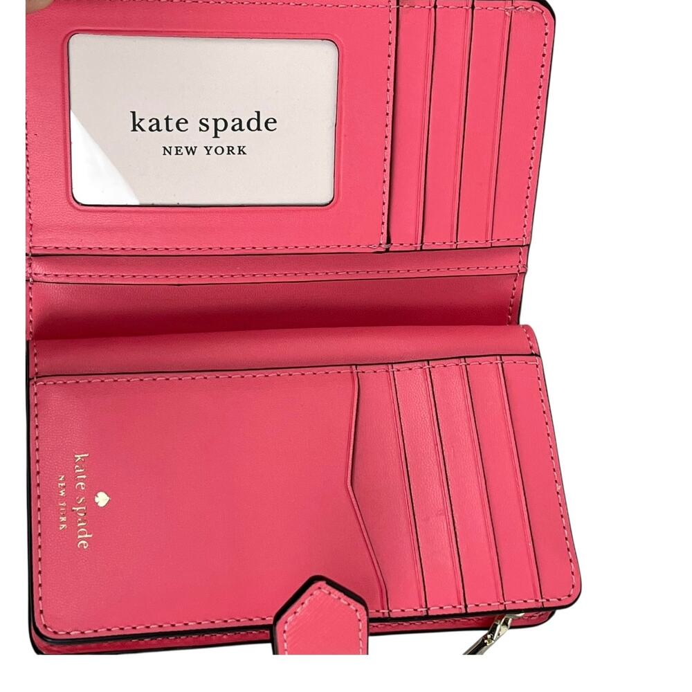Kate Spade NY 2 Fold Wallet Salmon Pink Solid Color - Picture 2 of 7